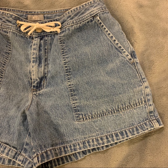 Vintage 90s 2000s high rise tie denim mom shorts - Picture 3 of 9
